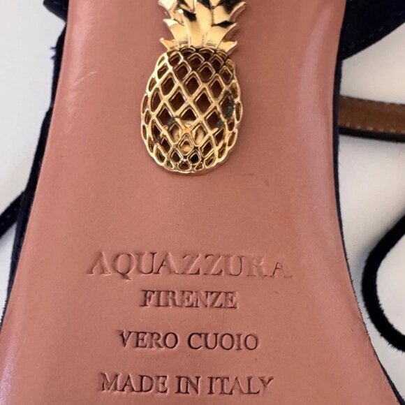 Aquazzura Wild Thing 50 fringed blue suede City sandal size IT 42 - Picture 9 of 10